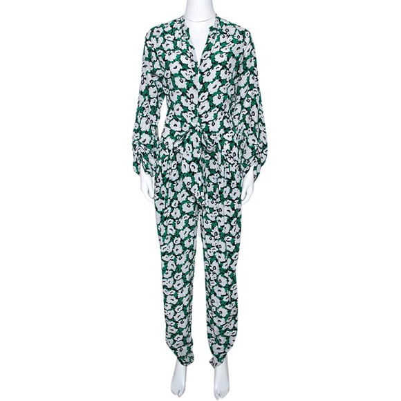Stella McCartney Green Floral Silk Monia Jumpsuit - Picture 2 of 6